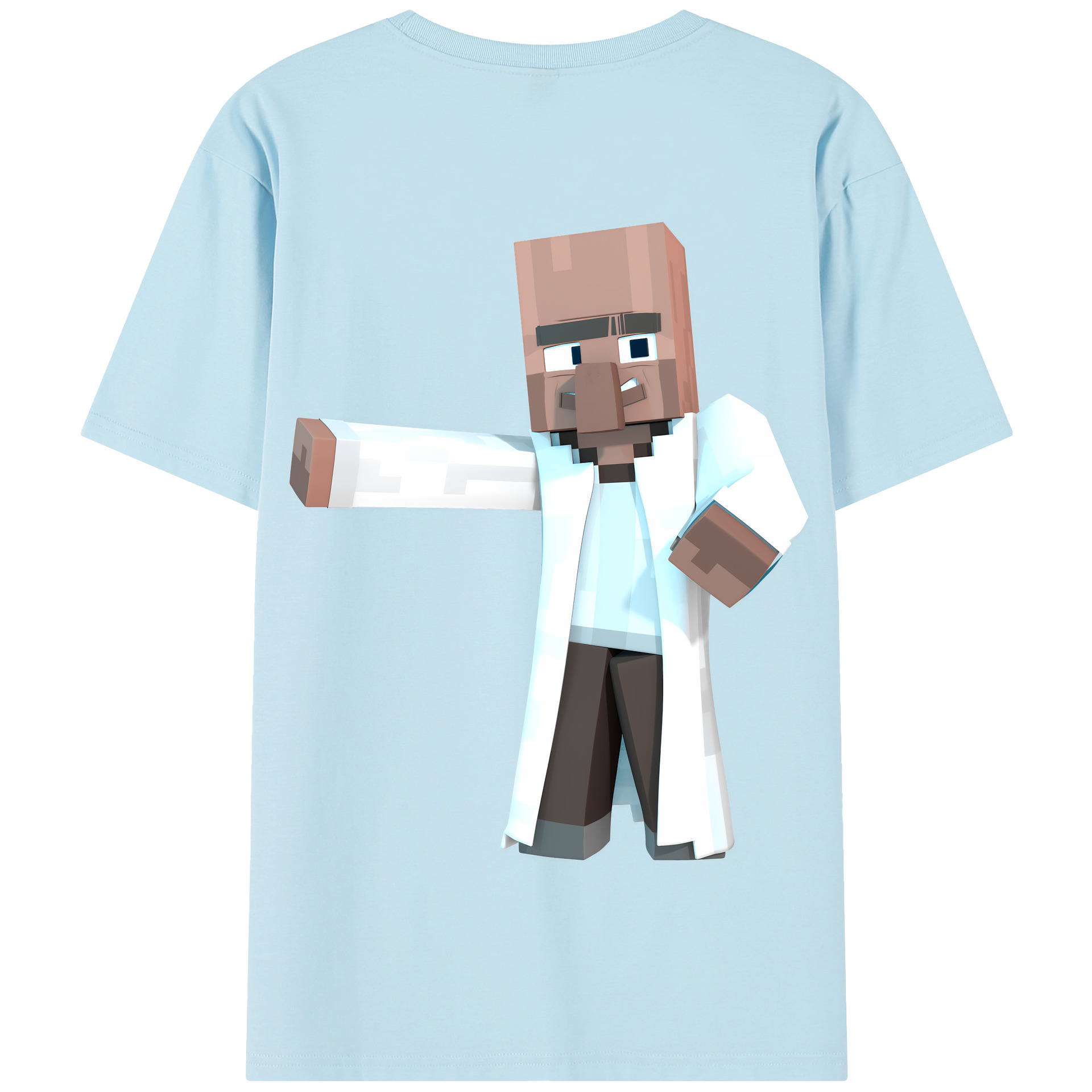 （画像用） マインクラフト ブロックの世界 Minecraft MC Block world 綿100％半袖Tシャツ（背面プリント）